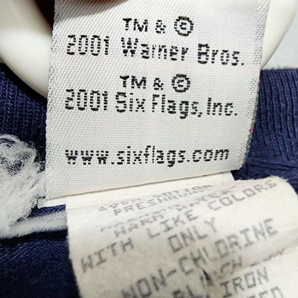 Looney Toons Six Flag 2001 Vintage Collaboration Shirt Blue Rare Clean Size XL - Picture 5 of 6